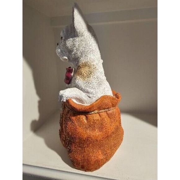 Halloween Orange Trick or Treat bag Frenchie/French Bow Tie Bulldog Statue 13.5" - Picture 2 of 4